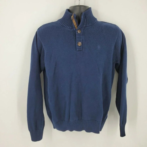 Izod Other - IZOD Men's Classic-Fit Marled Button-Neck Navy Blue Sweater Size‎ Medium